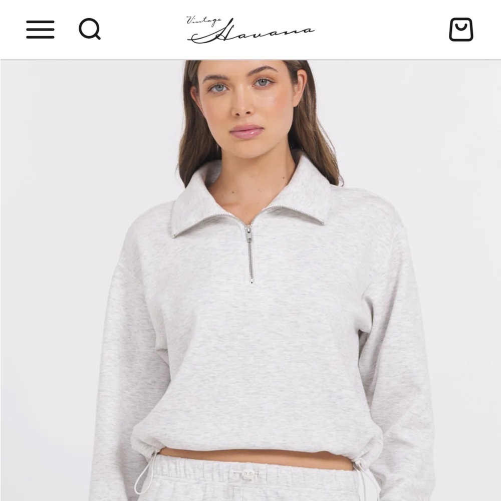 Grey Quarter Zip Pull Over by Vintage Havana